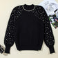 Pearl Beaded Bishop Sleeve Sweater