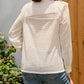 Hollowed Long Sleeve Round Neck Ruffled Blouse