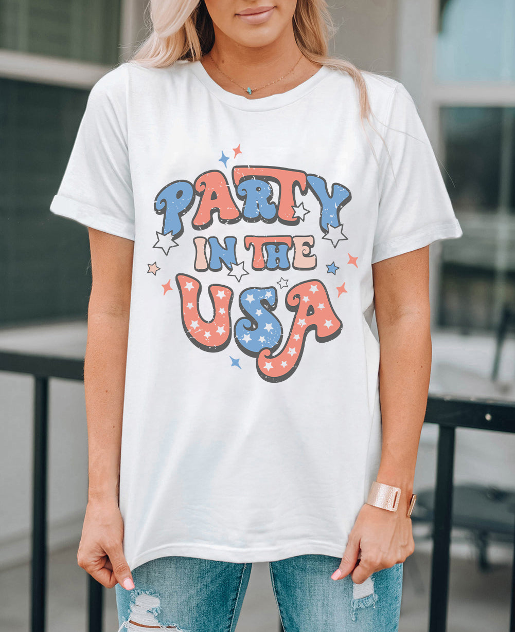PARTY IN THE USA Flag Fashion Graphic Tee