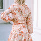 Bubble Sleeve Cinched Waist Floral Dress