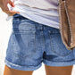 Patchwork Rolled Hem Denim Shorts