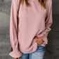 Crew Neck Ruffle Bubble Sleeve Top