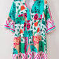 Abstract Printed Half Sleeve Notched Neck Mini Dress