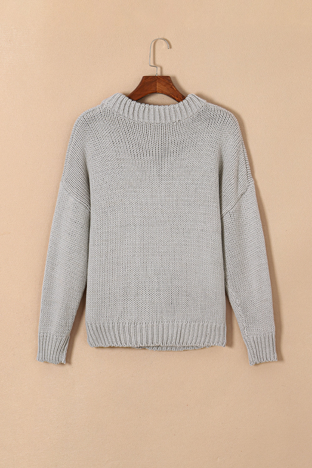 Chunky Knit Turtle Neck Drop Shoulder Sweater