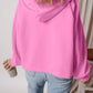 Fleece Lined Half Zipper Kangaroo Pockets Loose Hoodie