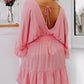 Ruffled Knotted Open Back Wrap V Neck Plus Size Dress
