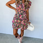 Paisley Print Flutter Sleeve Tiered Ruffle Dress
