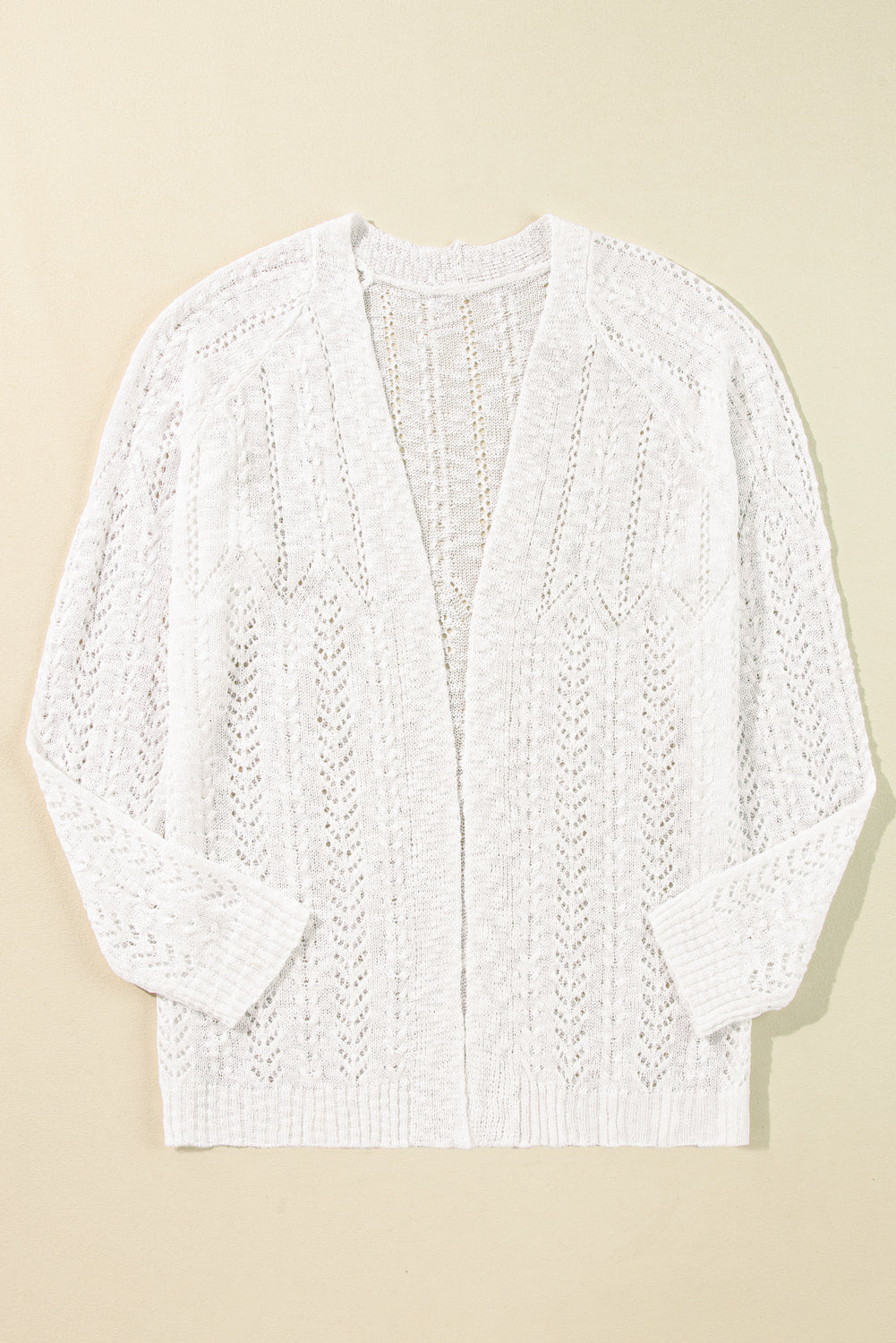 Plus Size Eyelet Knit Open Front Cardigan