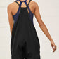 Black Big Patch Pocket Spaghetti Strap Romper