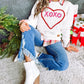 Heart XOXO Chenille Embroidered Textured Sweatshirt