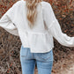 Retro Stitching Long Sleeve Peplum Blouse