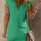 Textured Colorblock Edge Patched Pocket T Shirt Dress