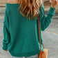Solid Color Off Shoulder Rib Knit Sweater with Pocket