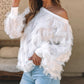 Zigzag Fringed Boat Neck Sweater