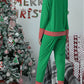 Christmas Striped Contrast Two Piece Lounge Set