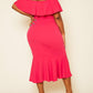 Ruffled Off Shoulder High Low Plus Size Dress
