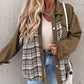 Plaid Patchwork Pockets Denim Jacket