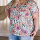 Plus Size Summer Floral Print V Neck Blouse