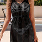 Crochet Hollow-out Sleeveless Beach Dress with Drawstring