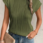 Wavy Texture Cap Sleeve Top