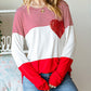 Valentine's Day Sequin Heart Striped Colorblock Top