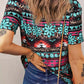 Turquoise Aztec HOWDY Graphic V Neck T Shirt