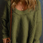 Ribbed Knit Round Neck Slouchy Chunky Sweater
