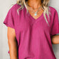 Sapphire Textured V Neck Bubble Hem Plus Top