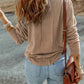 Button Split Neck Retro Patchwork Long Sleeve Top