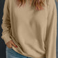 Solid Crew Neck Drop Shoulder Plus Size Sweatshirt