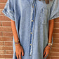 Loose Medium Wash Short Sleeve Shirt Chambray Dress