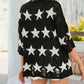 Star Print Half Sleeve Distressed Knit Top