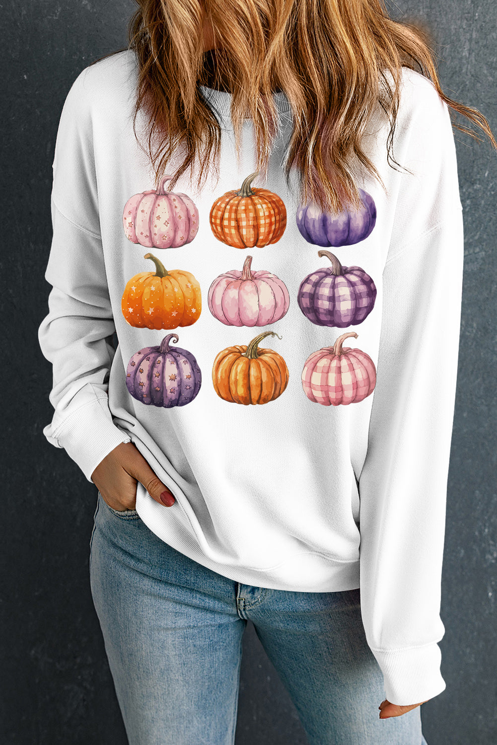 Thanksgiving Halloween Pumpkin Graphic Pullover Sweatshirt