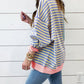 Stripe Colorblock Drop Shoulder Oversize Sweatshirt