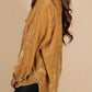 Solid Color Button Up Loose Fit Velvet Shirt