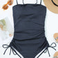 Ribbed Drawstring Sides Cutout One Piece Swimsuit