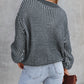 Heathered Knit Drop Shoulder Puff Sleeve Sweater
