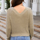 Cropped V Neck Fuzzy Sweater
