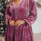 Plus Size Textured Velvet Tiered Buttons Tiered Dress