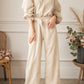 Keyhole Back V Neck Tie Waist Loose Jumpsuit