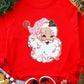 Santa Claus Graphic Crewneck Raglan Sleeve Christmas Sweatshirt