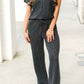 Exposed Seam Ribbed Tee and Pants Two-piece Outfit