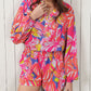 Bold Graffiti Print Shirt Button Romper