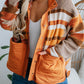 Plus Size Quilted Patch Pockets Aztec Furry Jacket