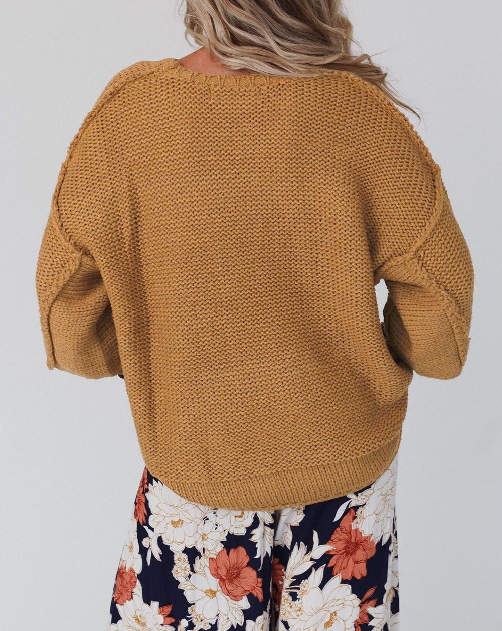 Slouchy Textured Knit Loose Sweater