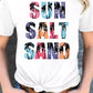 White Coconut Tree SUN SALT SAND Graphic Tee