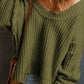 Ribbed Knit Round Neck Slouchy Chunky Sweater
