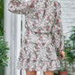 V Neck Puff Sleeves Floral Tunic Dress