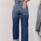 High Waist Distressed Straight Leg Jeans