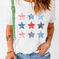 Flag Day Stars Print Crew Neck T Shirt